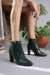 More Desenli Kadın Yeşil Topuklu Bot (10 CM )