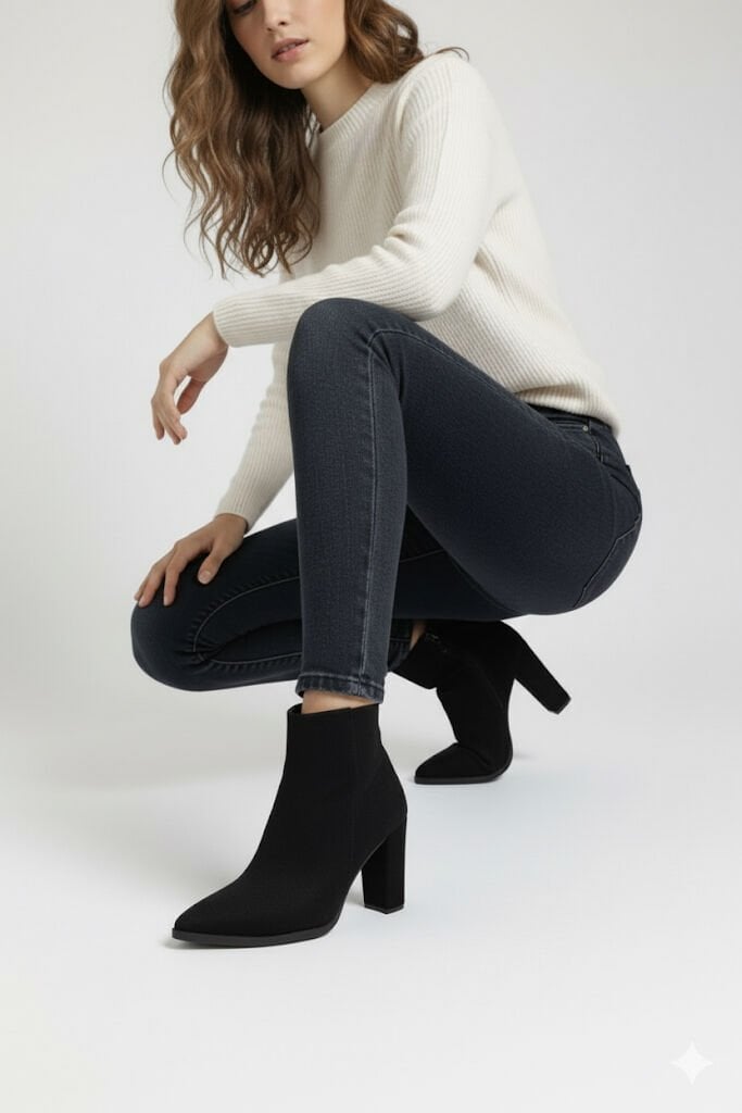 LANS SİYAH KALIN TOPUKLU BOT (9CM)