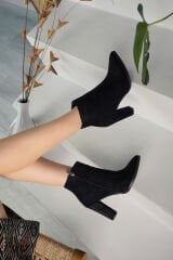 KALIN TOPUKLU SİYAH SÜET  BOT (10 CM)